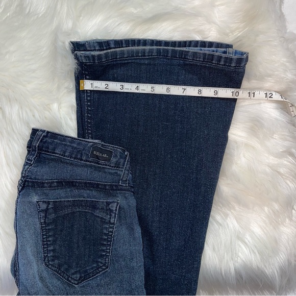 Bleulab🦋𝗥𝗲𝘃𝗲𝗿𝘀𝗶𝗯𝗹𝗲 Med Wash/Deep Indigo Stretch Flare|Bell  Jean, 24 - Picture 3 of 6